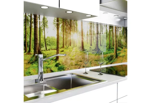 danario Küchenrückwand selbstklebend - Sonnenstrahlen im Wald - Küchenrückwand mit selbstklebender Rückseite, hitzebeständig und kratzfest. Ideal für kreative Küchengestaltung und einfach zu verarbeiten.