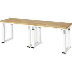 Rau Werkbank Serie adlatus 600 - elektrisch höhenverstellbar - Arbeitstisch mit 4 cm starker Buche-Massiv-Platte und stabiler Konstruktion. Ergonomisches Arbeiten dank elektrischer Höhenverstellung, Made in Germany.