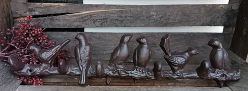 ❤️ Große 5er Hakenleiste Vögel  Wandhaken Gusseisen Antiklook Vintage ❤️