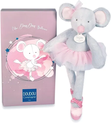 Ballerina Maus 30cm – Plüschspielzeug von DOUDOU - Wald & Wiese – Kuschelige Ballerina Maus, perfekt zum Spielen und Träumen, ideal für kleine Tänzerinnen.