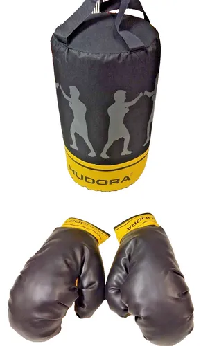 Hudora Boxsack Set 74206 - Boxen mit Handschuhen und 4 kg Boxsack - Komplettes Boxsack Set mit 4 kg Boxsack und passenden Handschuhen, ideal für effektives Training zu Hause.