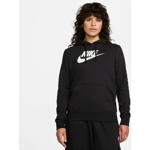 Nike Damen Club Po Kapuzenpullover - Bequemer Hoodie in Black/White, XL EU - Hoodie aus weichem, elastischem Strickstoff mit gebürstetem Premium-Fleece für warme Gemütlichkeit. Ideal für Sport und Freizeit.