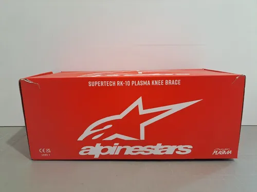 Alpinestars Supertech RK-10 Plasma Knie Orthesen - Schwarz/Rot - L - Protektoren mit 34-lagigem Kohlefaserrahmen für maximalen Knieschutz, ultraleicht und atmungsaktiv, ideal für Off-Road-Fahrten.