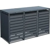 Westmann Mülltonnenbox 3-fach mit Deckel, anthrazit - Mülltonnenboxen in modernem Design, schützt Ihre Mülltonnen vor Witterungseinflüssen und sorgt für Ordnung im Außenbereich.