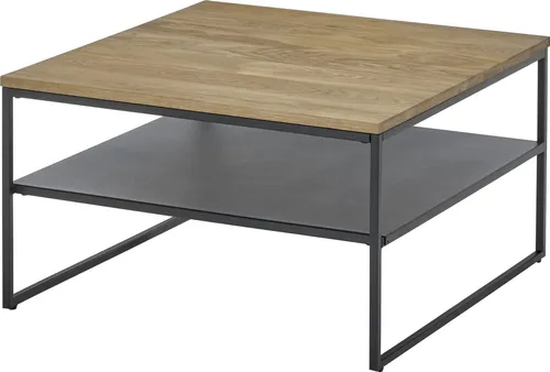 Couchtisch MINERAL in Eiche, Massivholz & Metall - 70x40x70cm - Moderner Couchtisch aus Eichenholz mit pulverbeschichteter Metallablage für zusätzlichen Stauraum und zeitloses Design – ideal für jeden Wohnstil.