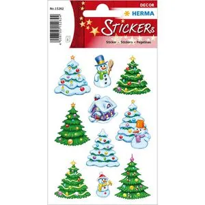 Herma Sticker Decor, 15262, Weihnachtswinterwald, verschiedene Motive, 30 Aufkleber, 30 Stück