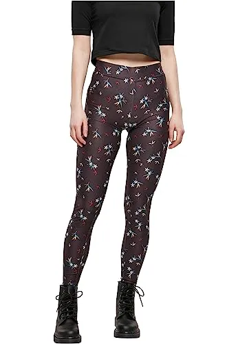 Urban Classics Damen Ladies Soft AOP Leggings, blackfloret, S