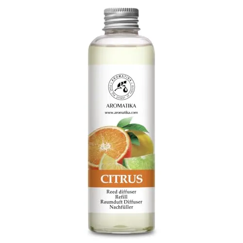 Raumduft Diffuser Nachfüller Zitrus 200ml - Nachfüller für Duftdiffusor - Aroma Diffusers - Lufterfrischer - Duftdiffusor - Raumbeduftung - Raumluft - Zimmerduft - Reed Diffuser Refill Citrus