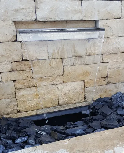 Edelstahl Wasserfall Set 45 cm mit LED-Beleuchtung - Teichdekoration aus rostfreiem Edelstahl, max. Fallhöhe 1,5 mtr., sorgt für stilvolles Ambiente im Garten und ist frost- und rostsicher.