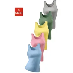 PETITE FLEUR Damen Unterhemd im 5er-Pack - Bequeme Tanktops aus weicher Feinripp-Qualität mit schöner Muschelkante, ideal für den täglichen Gebrauch.
