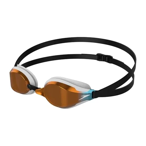 Speedo Unisex Fastskin Speedsocket 2 Mirror Schwimmbrille für Erwachsene - Schwimmbrille mit Spiegelgläsern für Blendschutz und 100 % UV-Schutz. Das doppelte Silikon-Kopfband sorgt für optimalen Halt und Komfort, ideal für Wettkämpfe und Outdoor-Schwimmen.