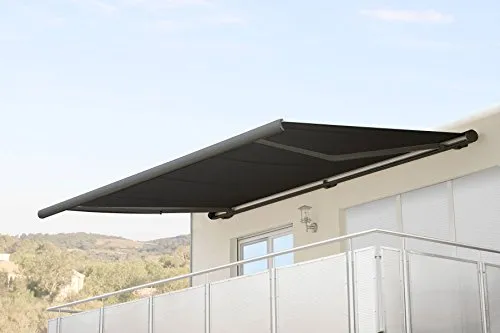 Mendler Elektrische Kassettenmarkise T122 - 4x3m in Anthrazit - Vollkassette Markise mit Motor und Handkurbel, schützt vor UV-Strahlung und Witterung. Ideal für entspannte Sommertage auf Terrasse oder Balkon.