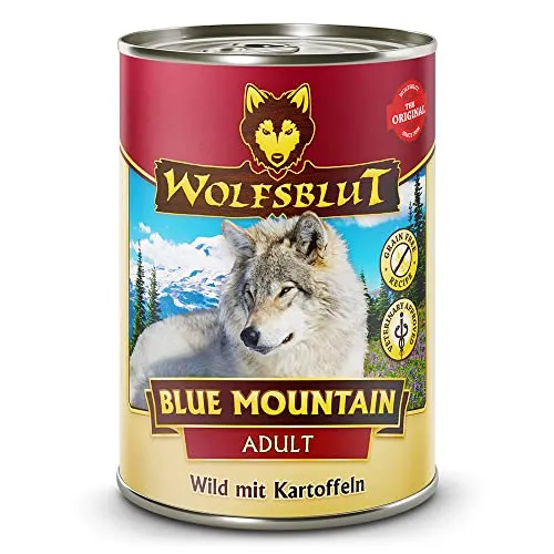 Wolfsblut Blue Mountain - 6 x 395 g - Wildfleisch Nassfutter für Hunde - Getreidefreies Nassfutter mit hochwertigem Wildfleisch, ideal für empfindliche Hunde. Ohne künstliche Zusatzstoffe, für eine natürliche Ernährung.