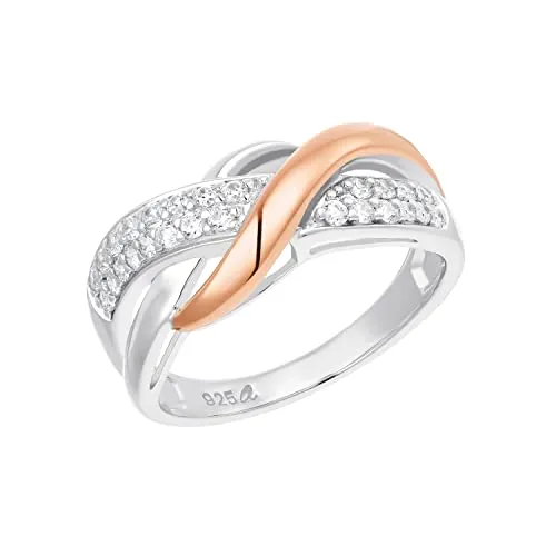 Amor Ring Damen, 52|16,5, Grün - Stilvoller zweifarbiger Ring - Ringe für Damen aus 925 Sterling Silber, perfekt für besondere Anlässe und kommt in einer eleganten Geschenkbox.