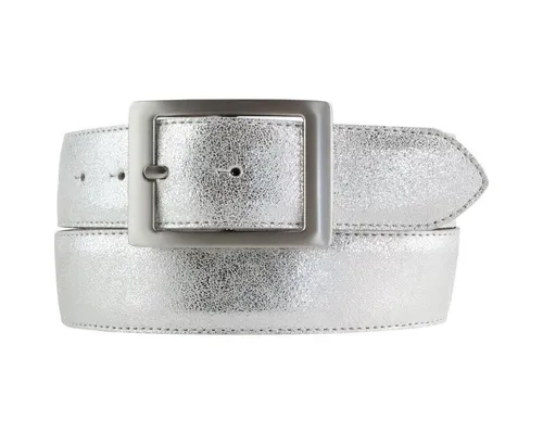 BELTINGER Ledergürtel Hochwertiger Gürtel Metall-Optik mit Doppel-Schließe 4cm - Leder-Gürte (1-St)
