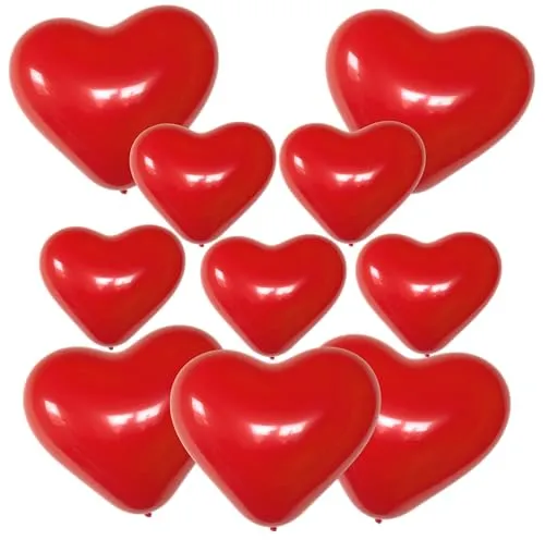 Herzballons rot, 5x 15 cm / 6 inch + 5x 28-30 cm/11 inch 10 in rot von Karaloon