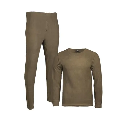 Thermounterwäsche Fleece Set - Unterwäsche Thermofleece Rundkragen oliv S-3XL - Herren Unterwäsche aus atmungsaktivem Fleece, ideal für Outdoor-Aktivitäten und kalte Tage. Erhältlich in den Größen S-3XL.