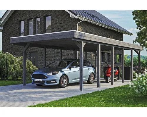 Einzelcarport SKAN HOLZ Friesland mit EPDM-Dachfolie - Gartenhäuser, Geräteschuppen & Carports – Robuster Carport mit Flachdach, grauer Holzoptik und hochwertiger EPDM-Dachfolie für optimalen Wetterschutz.