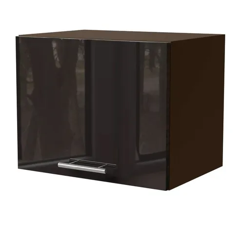 Feldmann-Wohnen Klapphängeschrank Essen (W4B/45, 1 Klappe, innen 1 Fach, 1-St., moderne Optik, Acrylfronten mit Glaseffekt) lava / schwarz Hochglanz