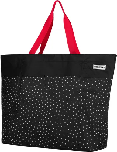 Oversized Bag Strandtasche mit extra viel Stauraum schwarz mit weißen Punkten Enkaufstasche - Schwarz Weiß
