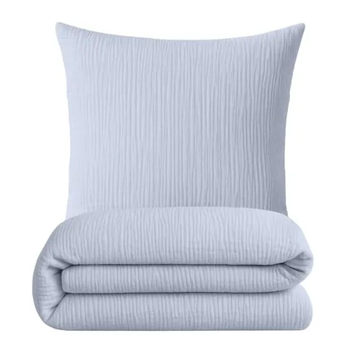 sleepling Musselin Bettbezug Set – 100% Baumwolle mit natürlichem Knitter-Look - Genieße den luftig-weichen Komfort der Musselin Bettwäsche. Atmungsaktiv, pflegeleicht und bügelfrei – ideal für ein angenehmes Schlafklima. Hergestellt in der EU mit OEKO-TEX® STANDARD 100 Zertifizierung.