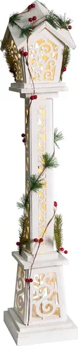 Beliani Weihnachtsdeko LED Holz Straßenlaterne 80 cm