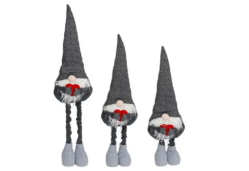 BURI Deko-Wichtel mit Mütze und Teleskopbeinen 84cm - Weihnachtlicher Zierschmuck mit ausziehbaren Beinen für flexible Dekoration: Der graue Wichtel bringt festlichen Charme und passt perfekt in jedes Zuhause.