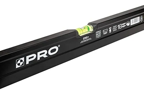 PRO800 Wasserwaage 100cm einseitig gefräst mit Ergonomischen Profil - ERS+ (Easy Reading System) Präzise Wasserwaage mit Anti Shock Absorber Endkappen - Farbe Schwarz