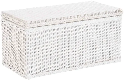 Krines Home Wäschetruhe mit Deckel aus Natur Rattan in weiß von Krines Home