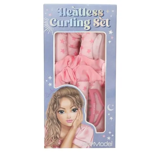 Depesche 13824 TOPModel - Lockenformerset Beauty and Me, in Rosa und mit Sternen, inkl. Papilotte, Haarklammer und 2 Scrunchies