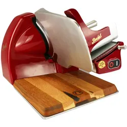 Original Berkel Home Line 200 Plus rot - Premium Schneidemaschine mit Holzbrett - Allesschneider mit handgefertigtem Eiche Einlegebrett, ideal für präzisen Aufschnitt von Salami, Schinken und mehr. Perfekt für Feinschmecker und Küchenliebhaber!