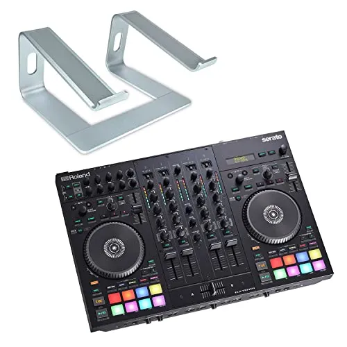Roland DJ-707M Mobiler DJ-Controller Mischpult + keepdrum Laptopständer Silber