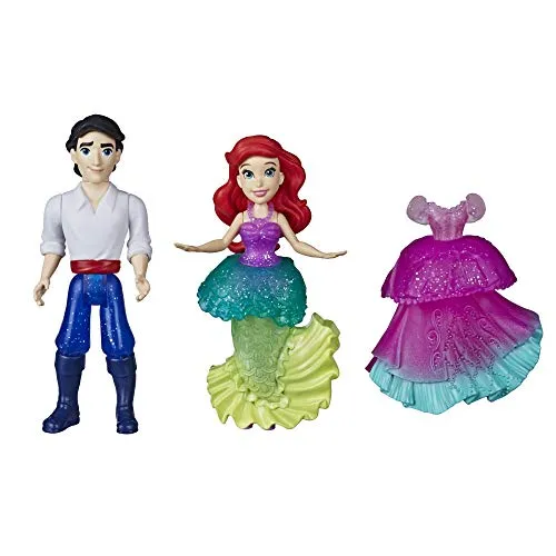 Disney Princess Ariel und Prinz Eric Sammlerstück, kleine Puppe, königliche Clips, modisches Spielzeug mit extra Kleid
