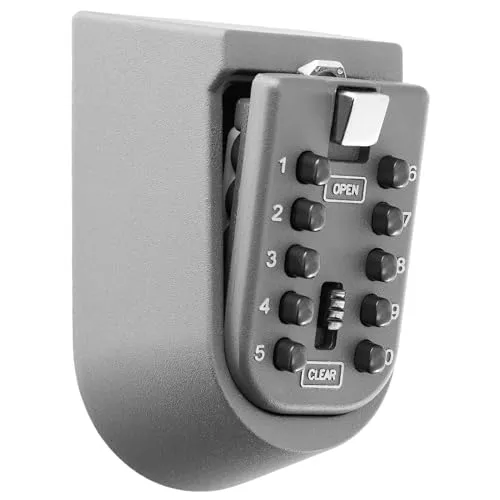 Schlüsselbox zur Wandmontage - für Schlüssel oder kleine Wertgegenstände - Schlüsseltresor mit 4-stelligem Zahlencode für außen und innen Schwarz oder Schwarz-Grau Key Safe (Graphit, H10,5 x B6,5cm)