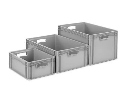 Eurobehälter 3-er Set, Aufbewahrungsboxen zur Lagerung, Ordnungsbehälter; Kiste