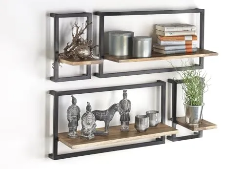 Kobolo Regal Hänge aus Mangoholz und Metall in schwarz von Kobolo