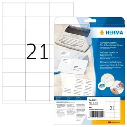 HERMA 4441 Adressetiketten - 420 Stück, 70 x 42 mm, selbstklebend und umweltschonend, ideal für Schreibmaschinen und Adressendrucker