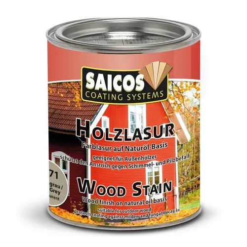 Saicos Holzlasur Naturöl-Basis 750ml Holzschutz 0071 Felsengrau, (EUR 25,26 / L)