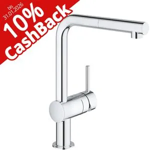 Grohe Minta Küchenarmatur 32168000 - Einhand-Spültischbatterie mit herausziehbarem Auslauf, schwenkbar und langlebige Grohe StarLight Chromoberfläche