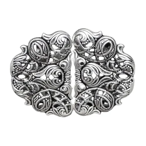 Hartmann-Knöpfe bildschöne silber Trachten Schliesse Schürzen Dirndl Schnalle Verschluss Metall 58mmx42mm, made in Germany, (1 Stück)