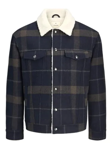 JACK & JONES Herren Jprblutexas Wool Blend Trucker Jacket Sn, Dark Navy, xx_l