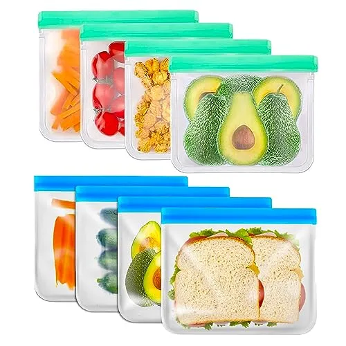 SLOSH 8 wiederverwendbare Tasche für Lebensmittel, Obst, Snackbeutel, Sandwiche, Lunchbox, Aufbewahrung, Mittagessen, Reisen, BPA-frei