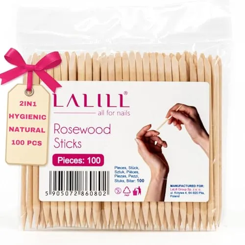 LALILL Holzstäbchen 100 Stück - Nailhautschieber - Holz Orange Sticks for Maniküre, Pediküre - Maniküre Nailhautpflege for Tattoo, Eyelashes, Beauty, Make-up, Nails