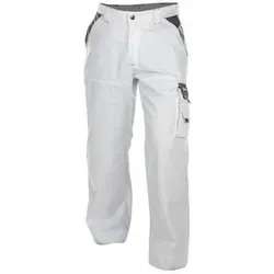 Nashville Zweifarbige Arbeitshose - Praktische Funktionalität in Weiß/Zementgrau - Arbeits- & Schutzkleidung mit 2 Schubtaschen, Werkzeugfach und verstellbarer Rückenelastik für optimalen Tragekomfort und Vielseitigkeit.