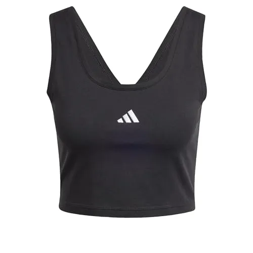 Adidas Women's Essentials SMALL Logo Cotton Lifestyle Tank, Black/White, XL