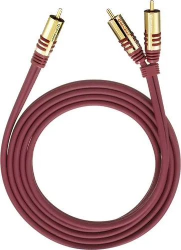 Oehlbach 20565 Cinch Audio Y-Kabel [2x Cinch-Stecker - 1x Cinch-Stecker] 5.00m Rot vergoldete Steckkontakte