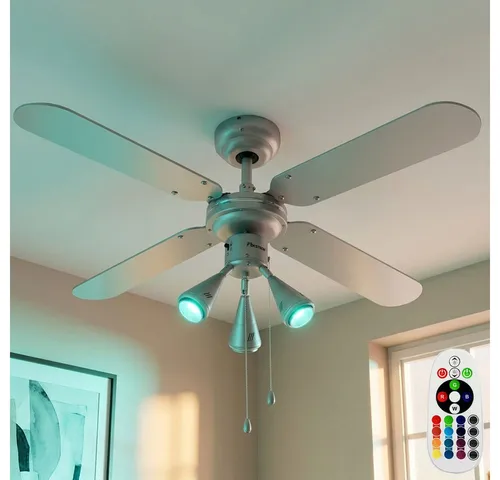 etc-shop Deckenventilator, Deckenventilator Vor-Rücklauf RGB LED Zugschalter Fernbedienung dimmer