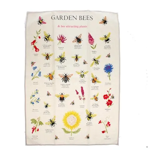 Geschirrtuch Gartenbienen 50x70cm Baumwolle Bienen-Motiv in beige von Rex London