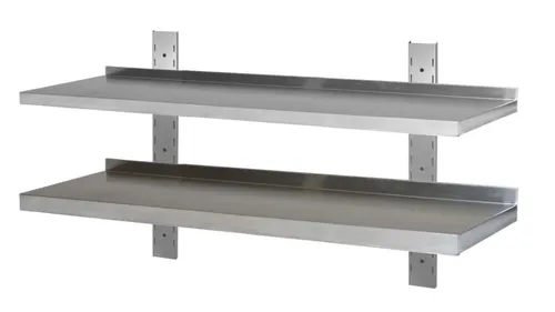 Produktbild Wandbord aus Edelstahl – verstärkt, 2 Böden, 140×30 cm