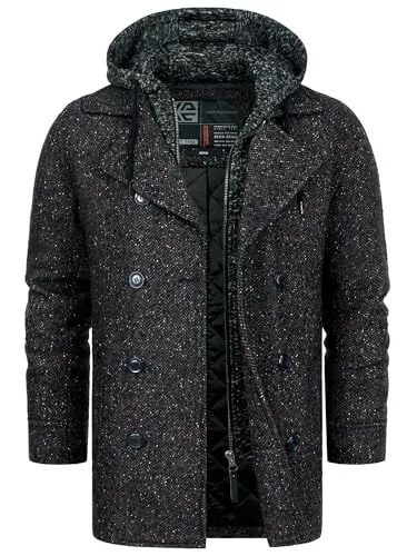 Indicode Herren Cliff Kurzmantel mit Stehkragen – Wollmantel für stilvolle Looks - Stylischer Herrenmantel mit Stehkragen, perfekt für den Alltag. Zwei praktische Taschen und ein angenehmes Tragegefühl dank hochwertiger Materialien. Ideal für jede Gelegenheit!